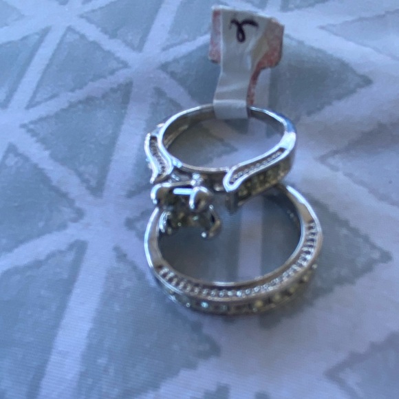 STERLING SILVER MOISSANITE RING SET SIZE 7 - Picture 4 of 6